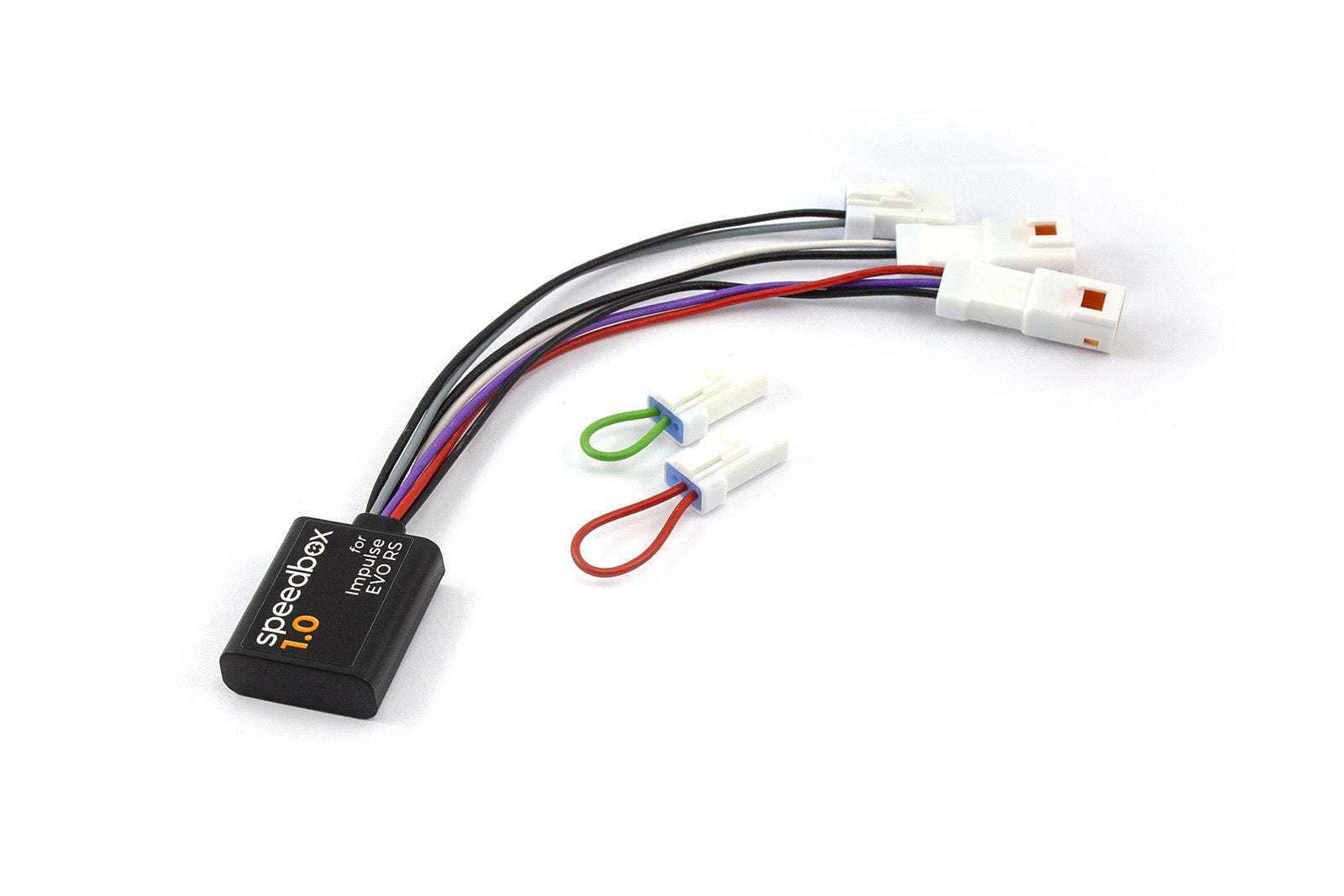 SpeedBox 1.0 Modul für Impulse EVO RS Elektro-Fahrradmotor mit Plug & Play-Anschlüssen und Entfernung der Geschwindigkeitsbegrenzung.